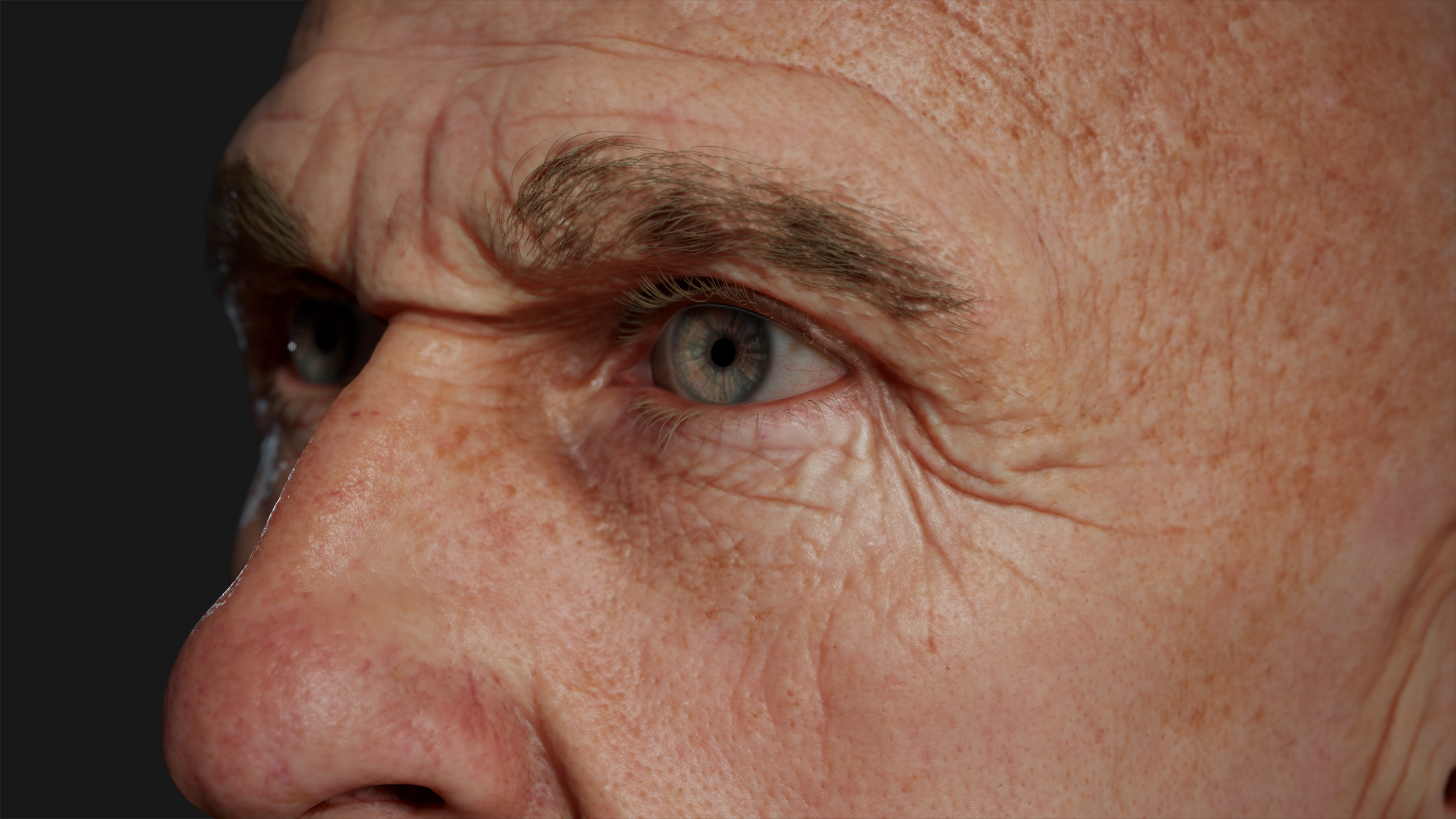 Muscular Male Close up aged eye